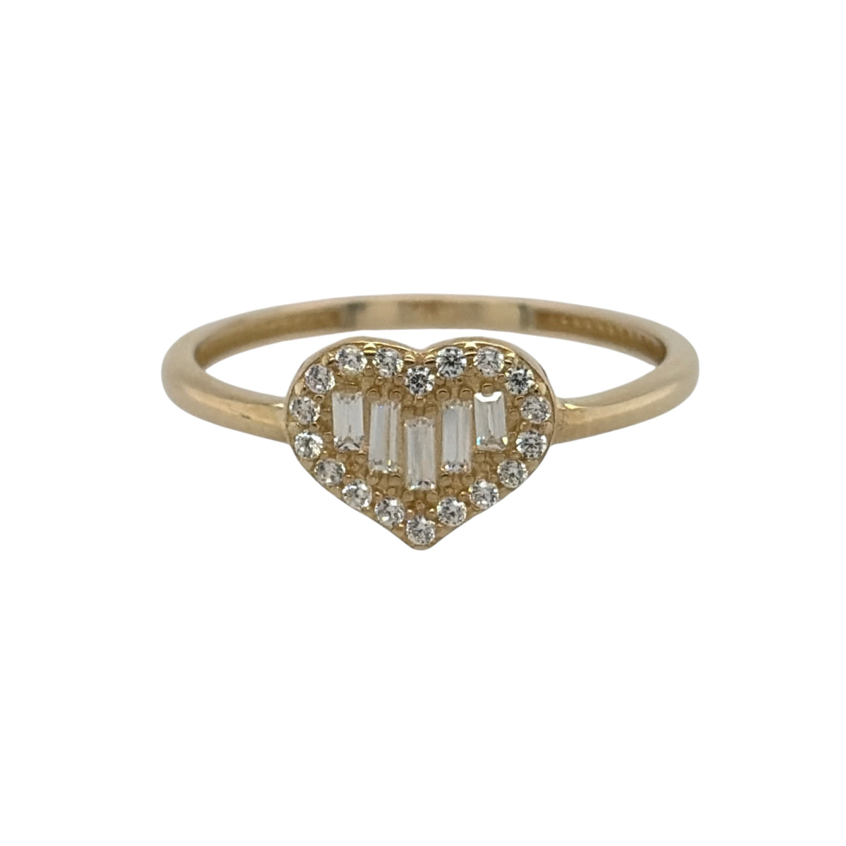 9ct Gold & Cubic Zirconia Cluster Heart Ring