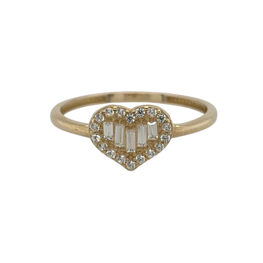 9ct Gold & Cubic Zirconia Cluster Heart Ring