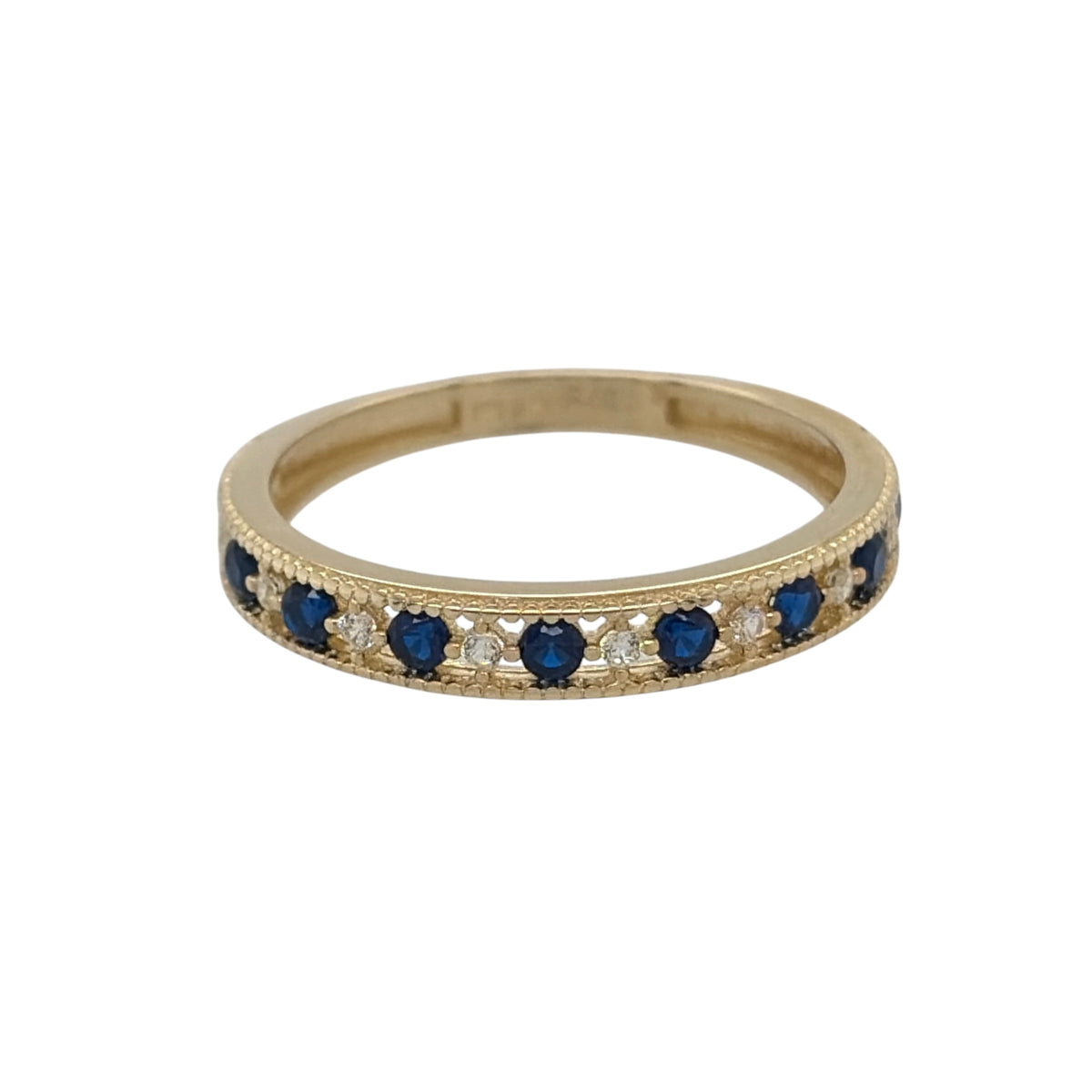 9ct Gold Sapphire & Cubic Zirconia Band Ring
