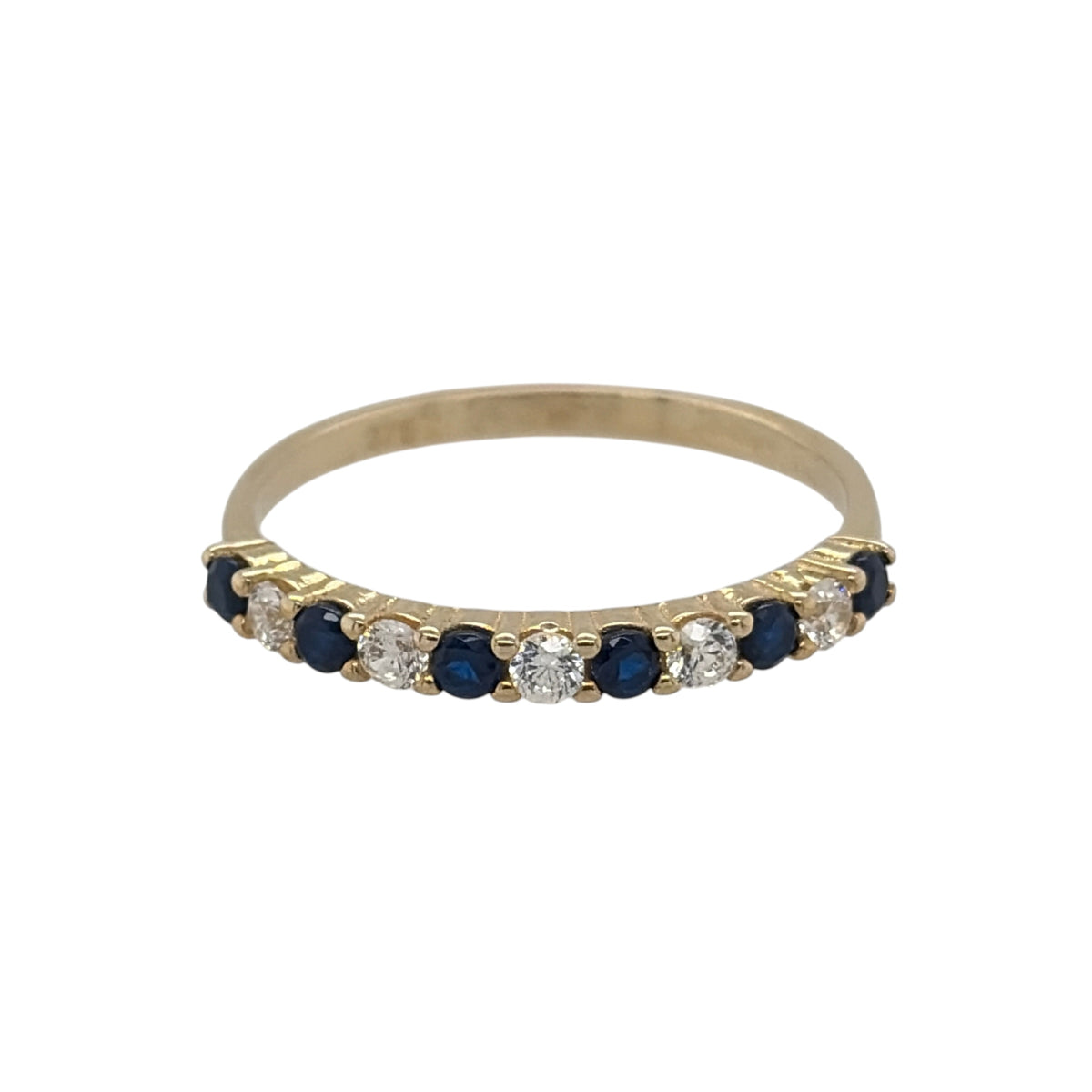 9ct Gold Sapphire & Cubic Zirconia Band Ring