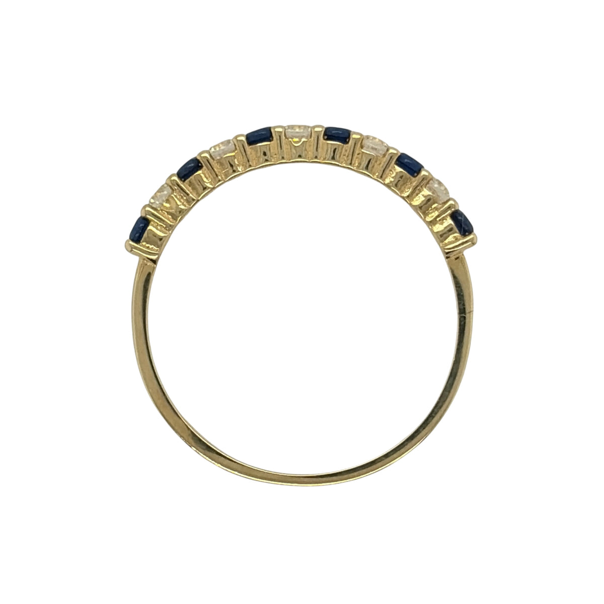 9ct Gold Sapphire & Cubic Zirconia Band Ring