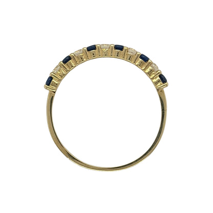 9ct Gold Sapphire & Cubic Zirconia Band Ring