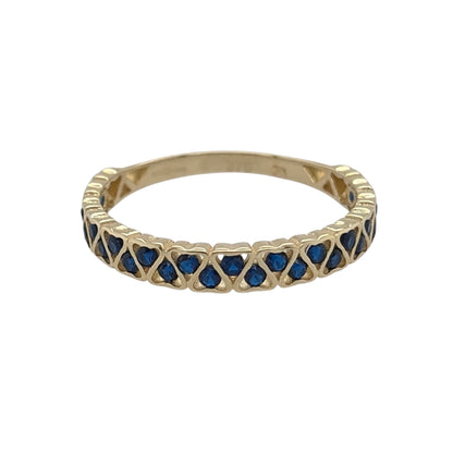 9ct Gold & Sapphire Heart Band Ring