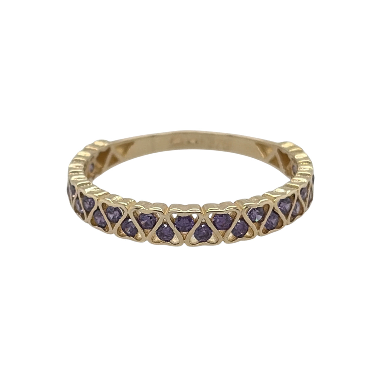 9ct Gold & Amethyst Heart Band Ring