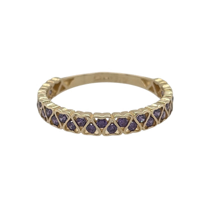 9ct Gold & Amethyst Heart Band Ring
