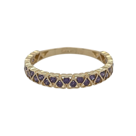 9ct Gold & Amethyst Heart Band Ring