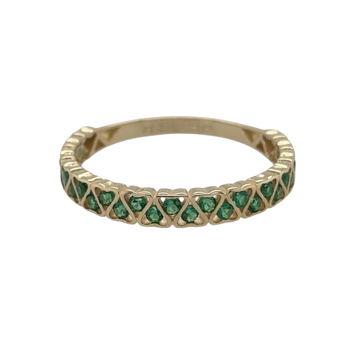 9ct Gold & Emerald Heart Band Ring