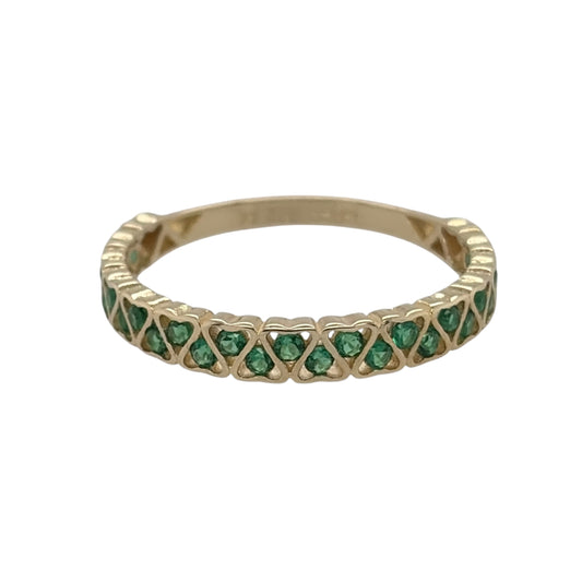 9ct Gold & Emerald Heart Band Ring