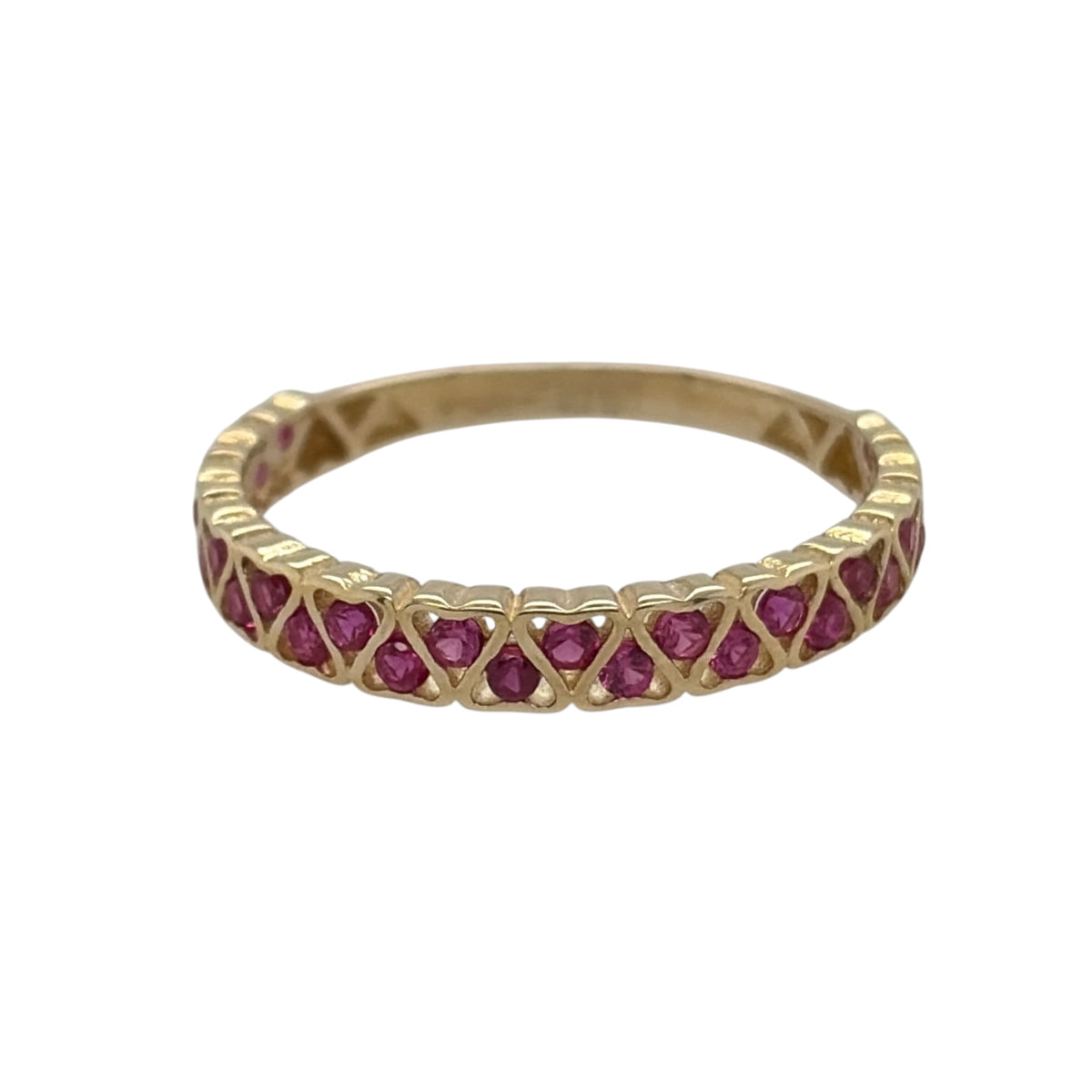 9ct Gold & Ruby Heart Band Ring
