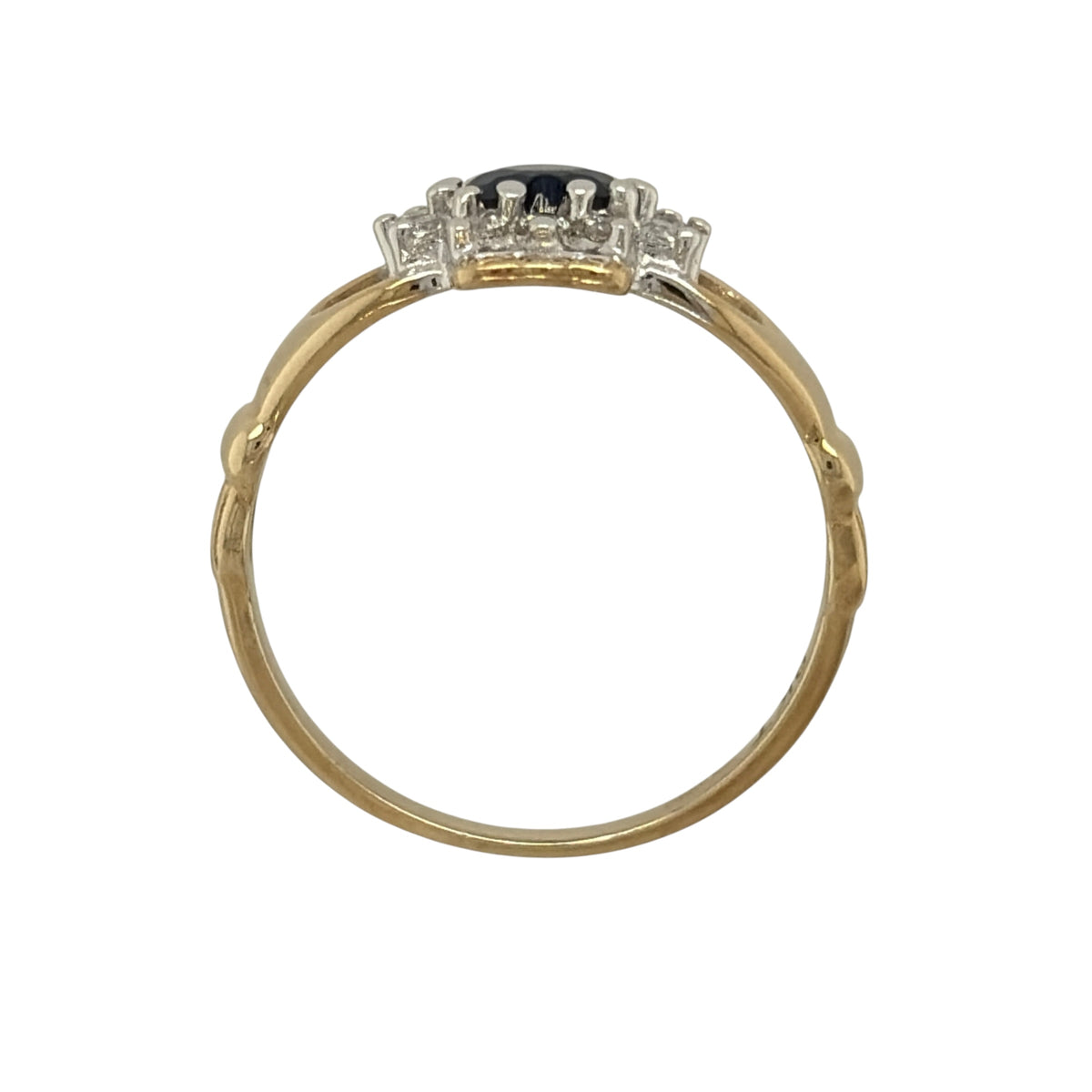 9ct Gold Sapphire & Cubic Zirconia Claddagh Ring