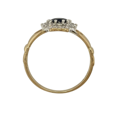 9ct Gold Sapphire & Cubic Zirconia Claddagh Ring