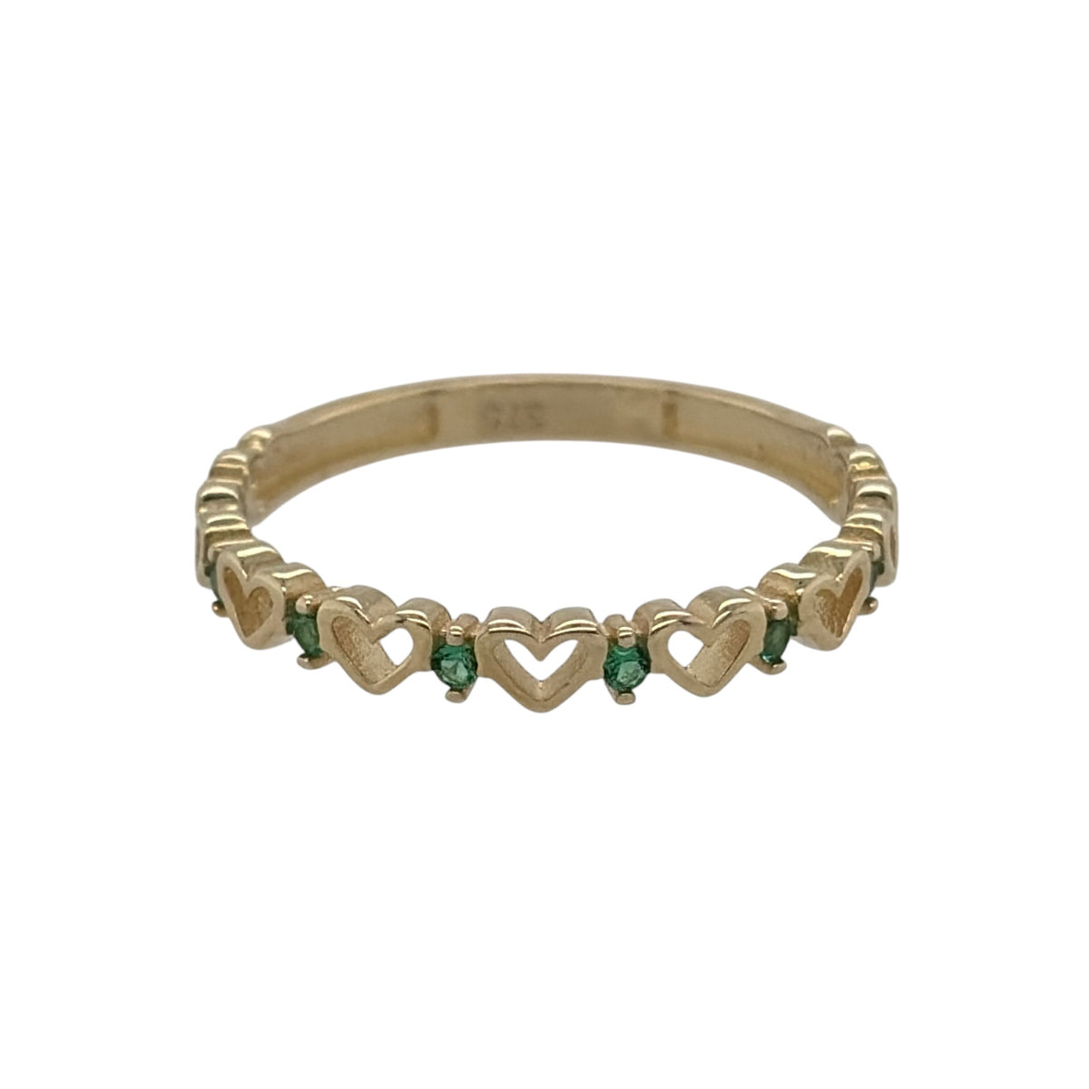 9ct Gold & Emerald Heart Band Ring