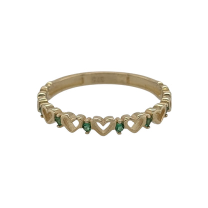 9ct Gold & Emerald Heart Band Ring