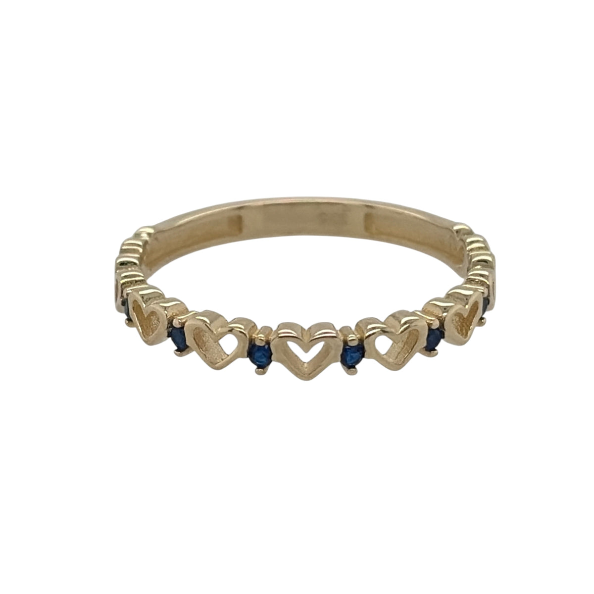 9ct Gold & Sapphire Heart Band Ring