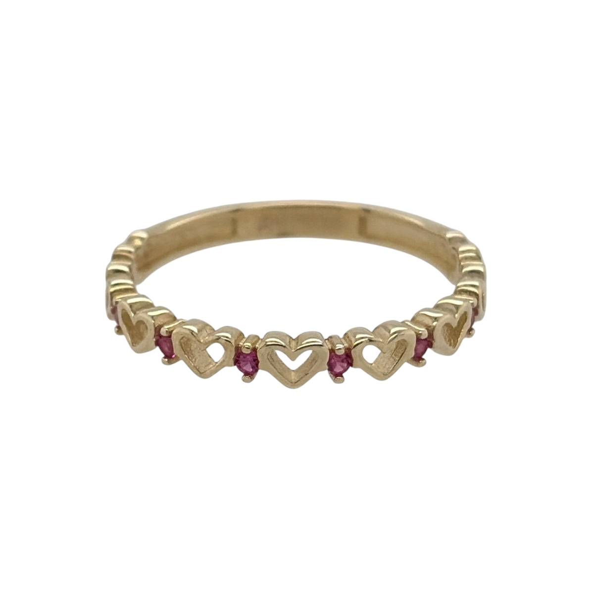 9ct Gold & Ruby Heart Band Ring