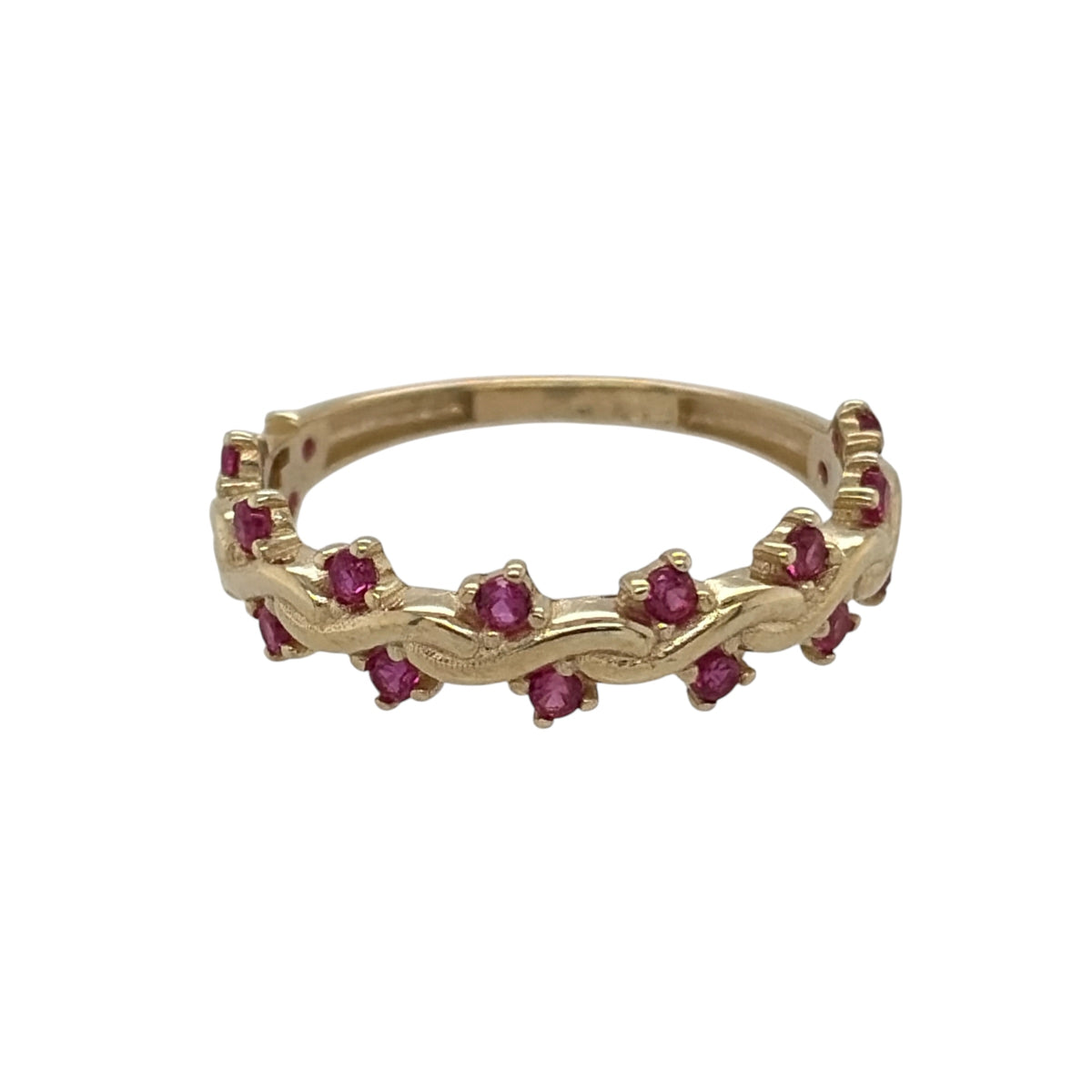 9ct Gold & Ruby Wave Band Ring