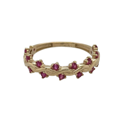 9ct Gold & Ruby Wave Band Ring