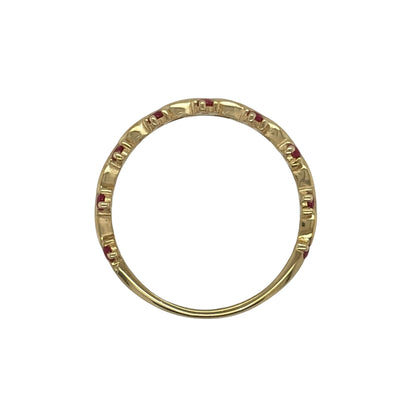 9ct Gold & Ruby Wave Band Ring