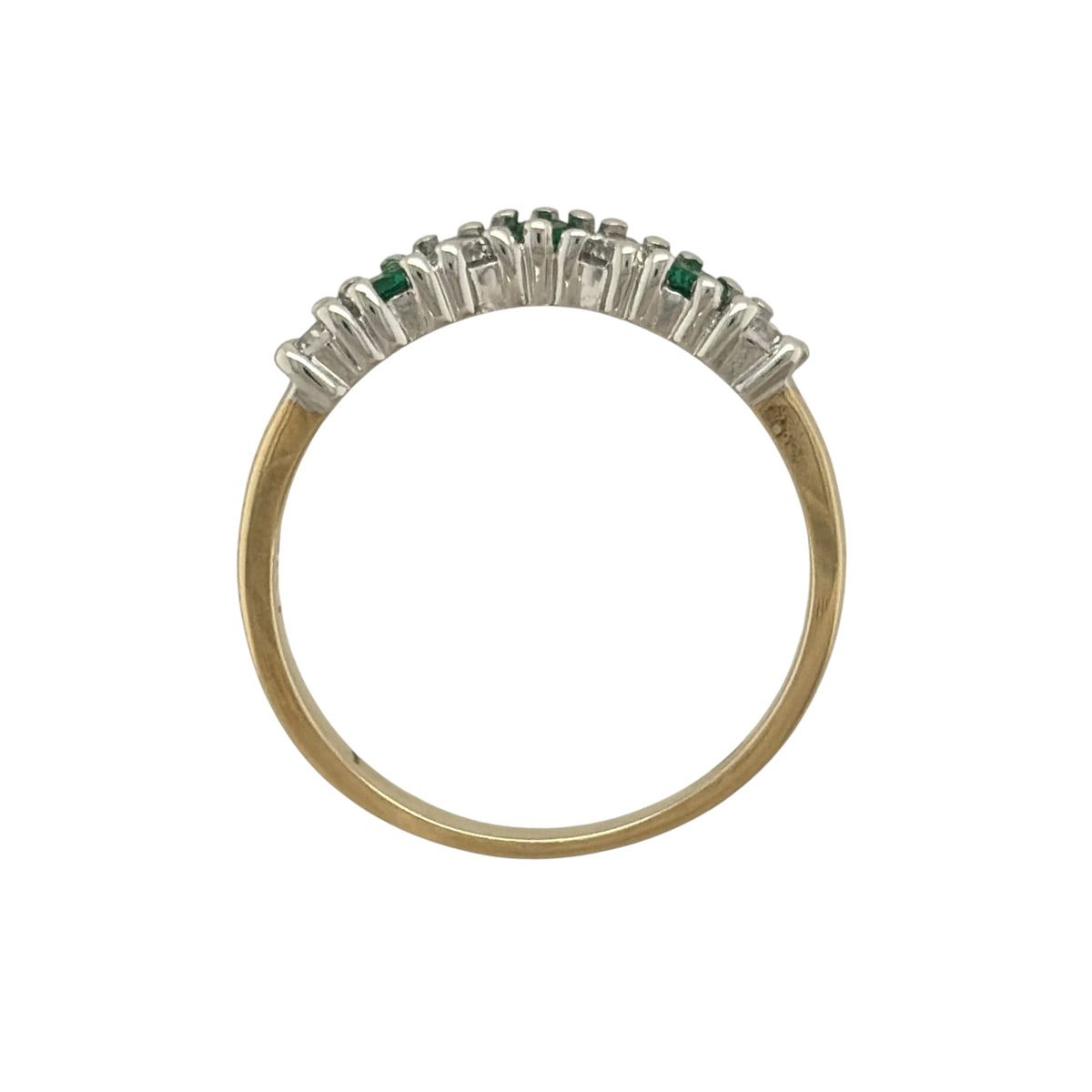 9ct Gold Emerald & Cubic Zirconia Wishbone Ring