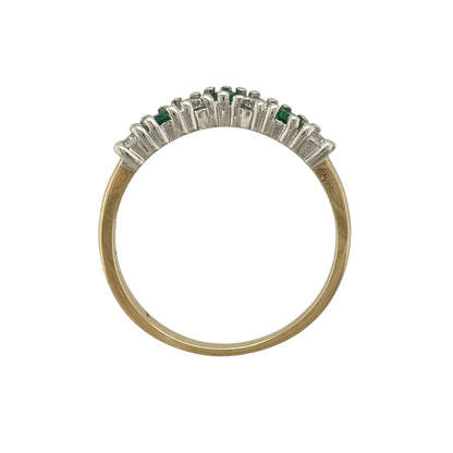 9ct Gold Emerald & Cubic Zirconia Wishbone Ring