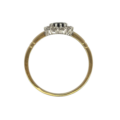 9ct Gold Sapphire & Cubic Zirconia Cluster Ring