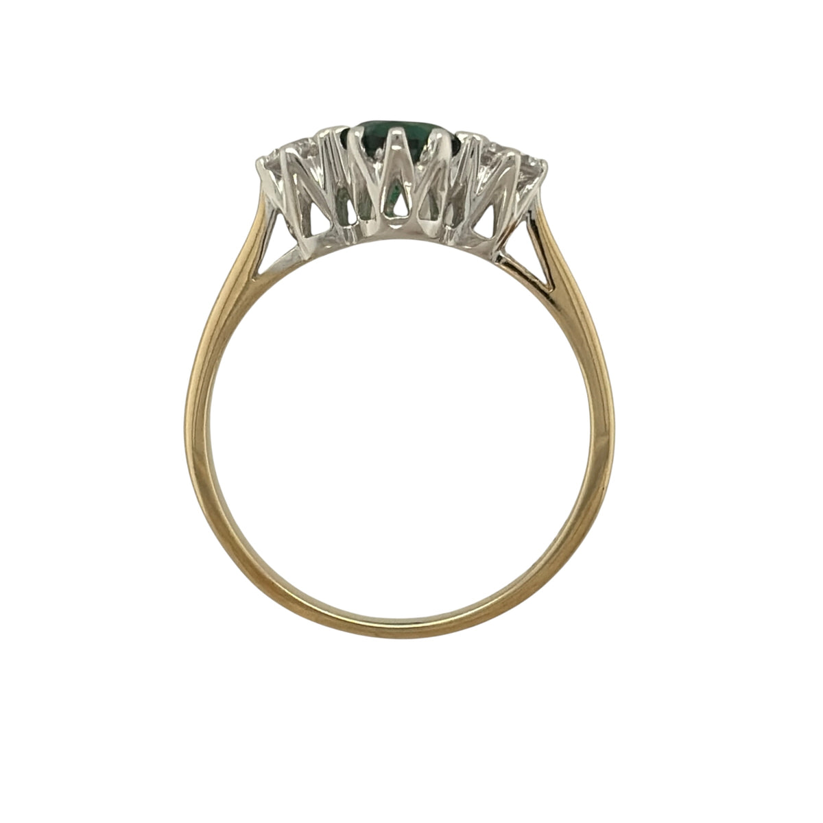9ct Gold Emerald & Cubic Zirconia Trilogy Ring