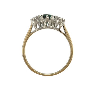 9ct Gold Emerald & Cubic Zirconia Trilogy Ring