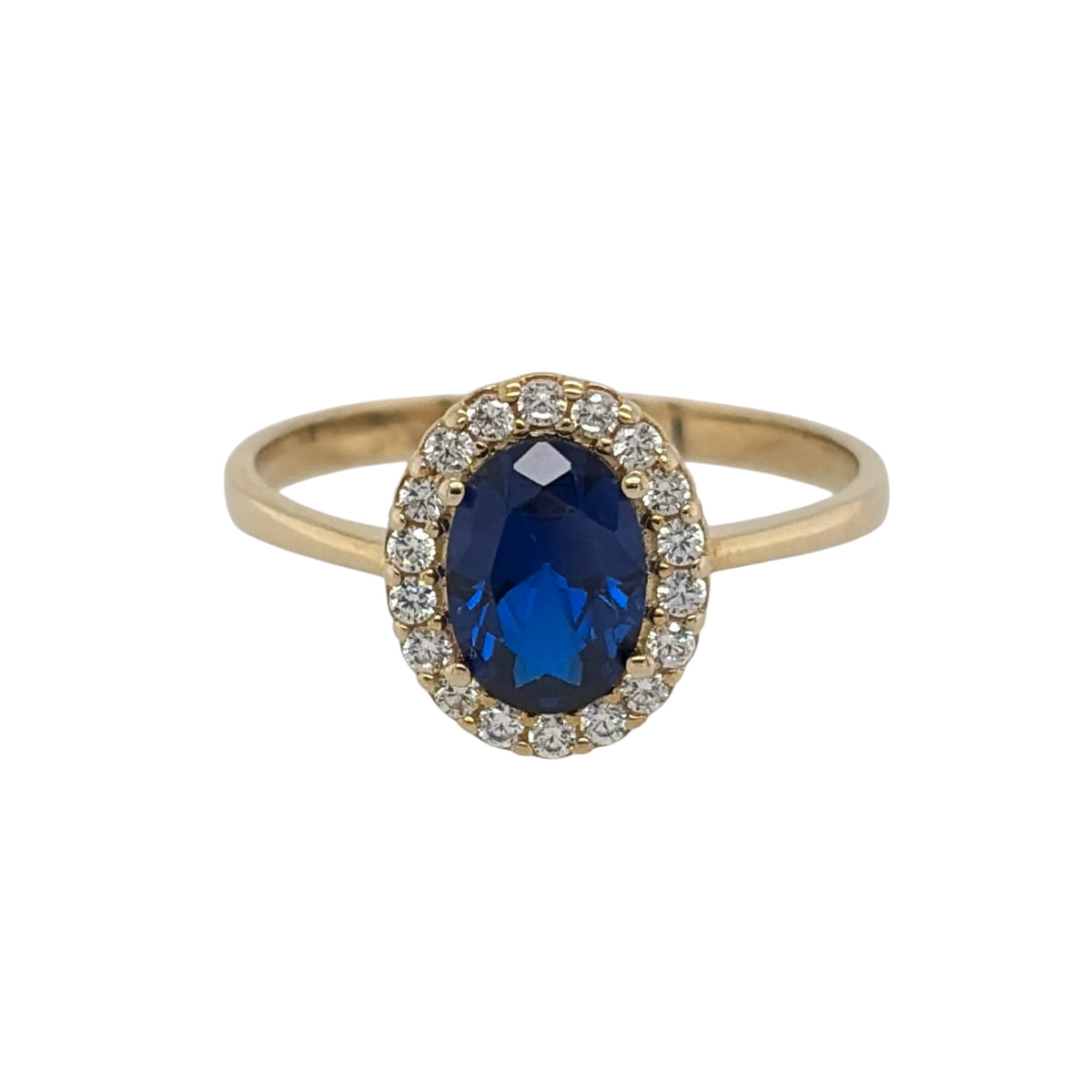 9ct Gold Sapphire & Cubic Zirconia Cluster Ring
