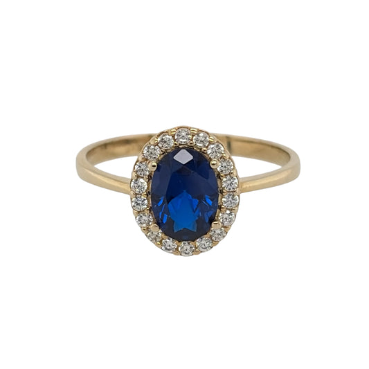 9ct Gold Sapphire & Cubic Zirconia Cluster Ring