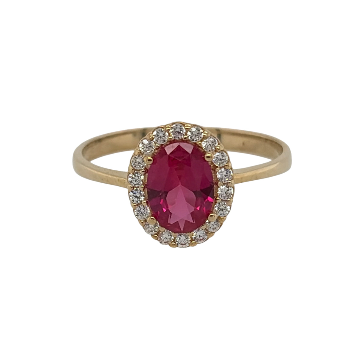 9ct Gold Ruby & Cubic Zirconia Cluster Ring