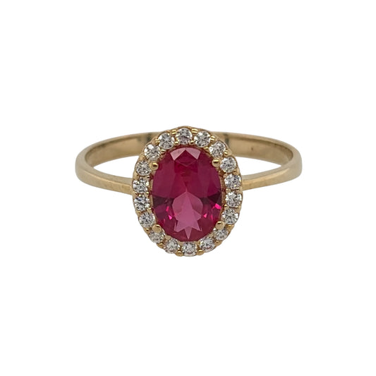 9ct Gold Ruby & Cubic Zirconia Cluster Ring