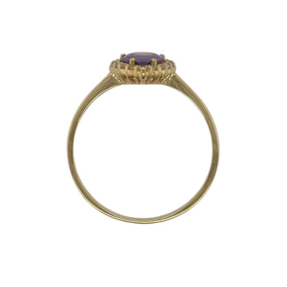 9ct Gold Amethyst & Cubic Zirconia Teardrop Cluster Ring