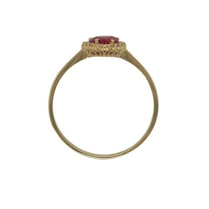 9ct Gold Ruby & Cubic Zirconia Teardrop Cluster Ring