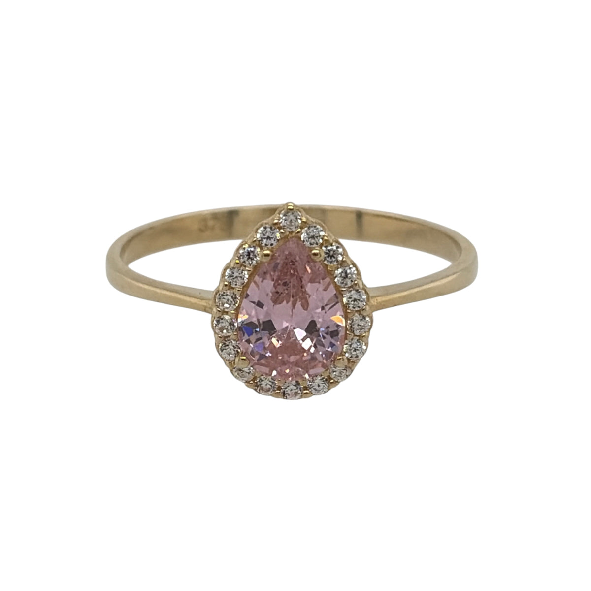 9ct Gold Pink Sapphire & Cubic Zirconia Teardrop Cluster Ring