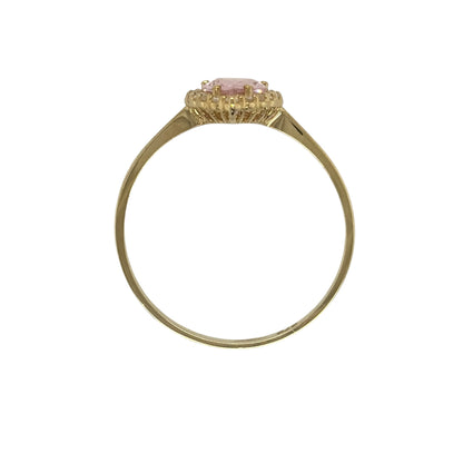 9ct Gold Pink Sapphire & Cubic Zirconia Teardrop Cluster Ring