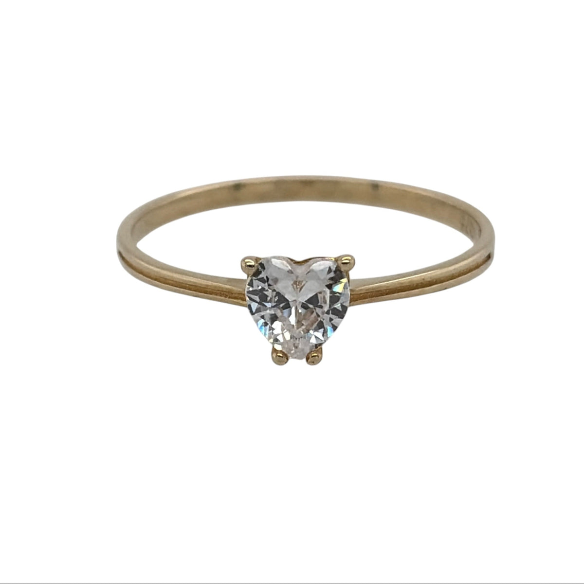 9ct Gold & Cubic Zirconia Heart Solitaire Ring