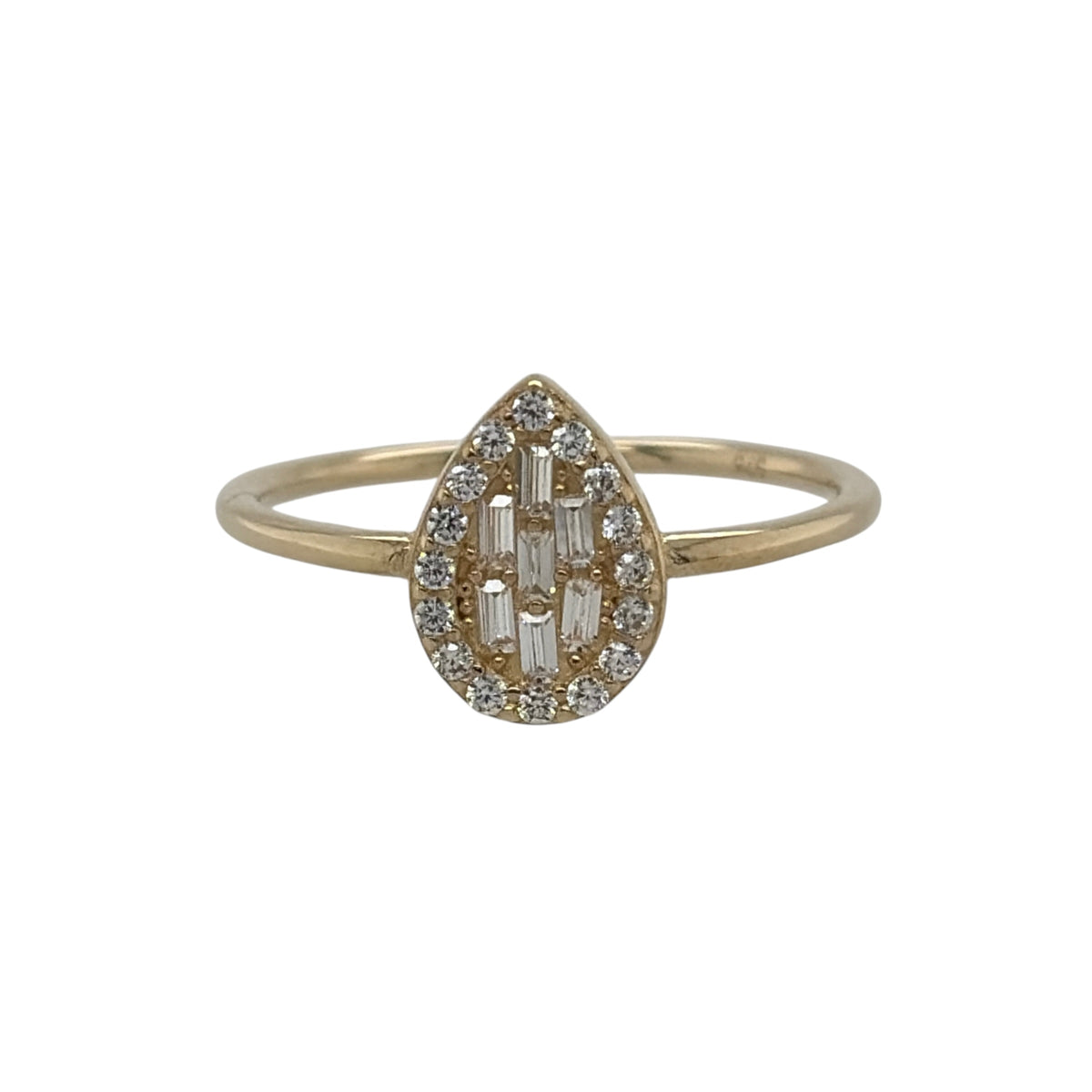 9ct Gold & Cubic Zirconia Cluster Teardrop Ring