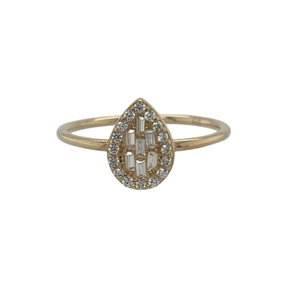 9ct Gold & Cubic Zirconia Cluster Teardrop Ring