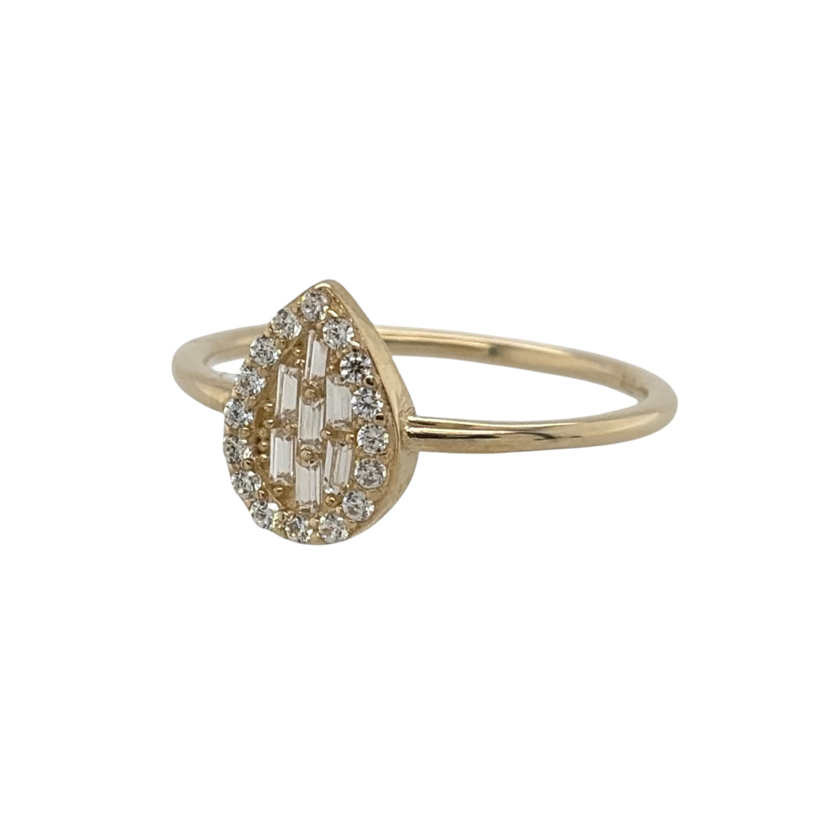 9ct Gold & Cubic Zirconia Cluster Teardrop Ring
