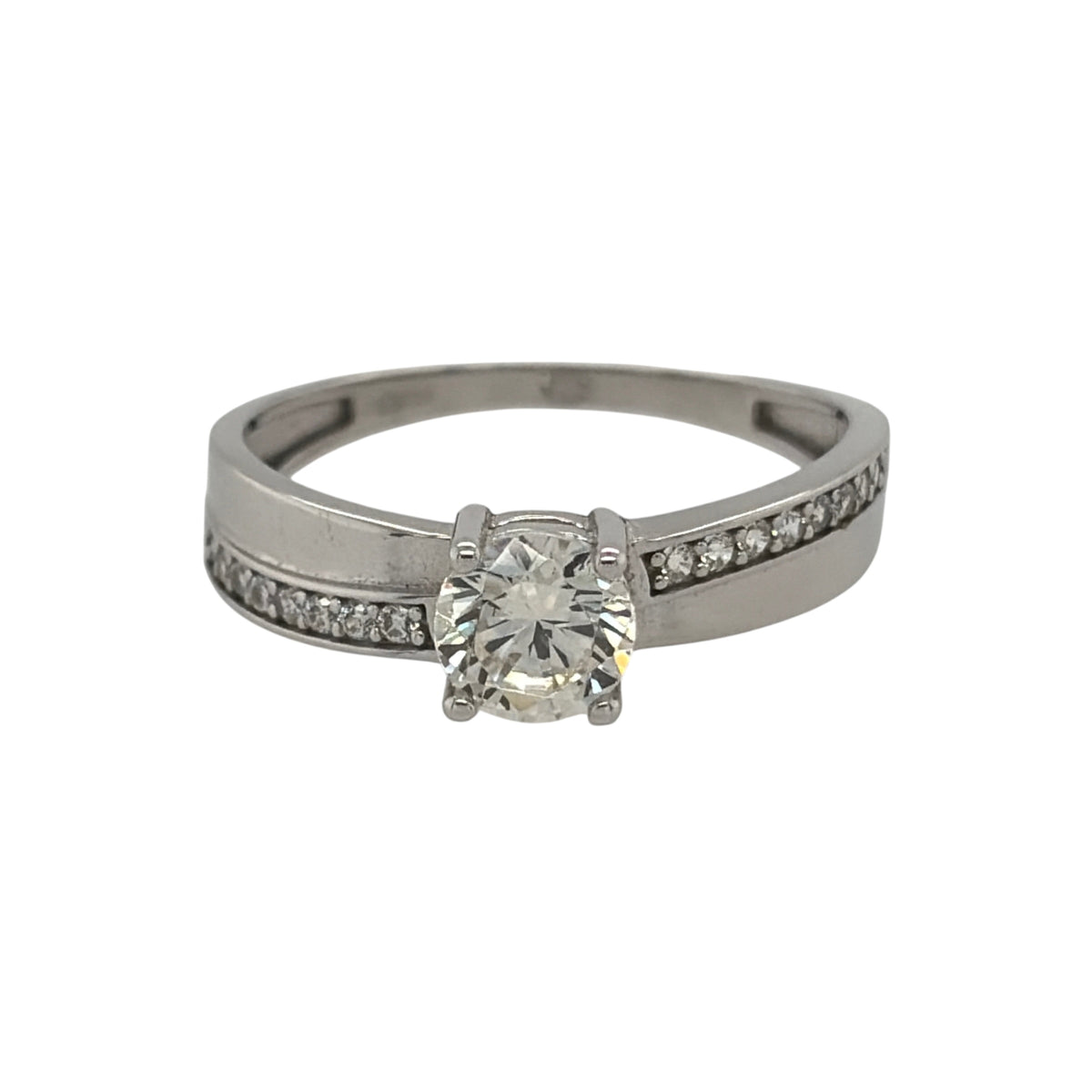 9ct White Gold & Cubic Zirconia Solitaire Ring