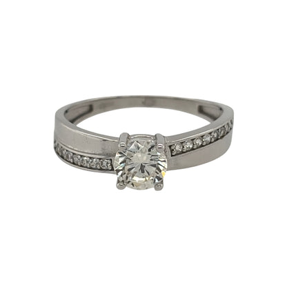 9ct White Gold & Cubic Zirconia Solitaire Ring