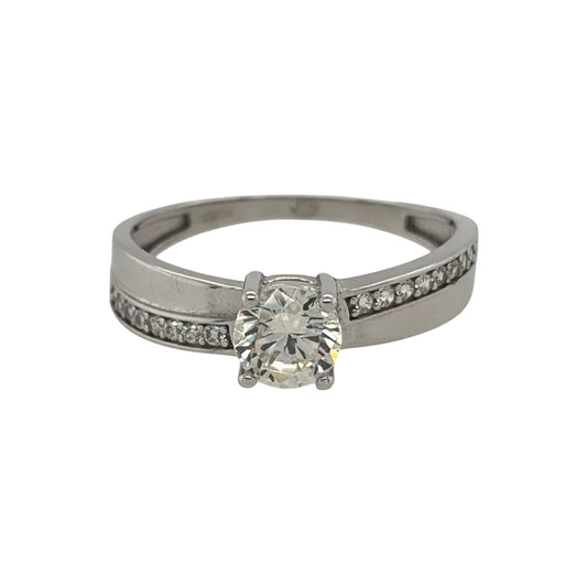 9ct White Gold & Cubic Zirconia Solitaire Ring
