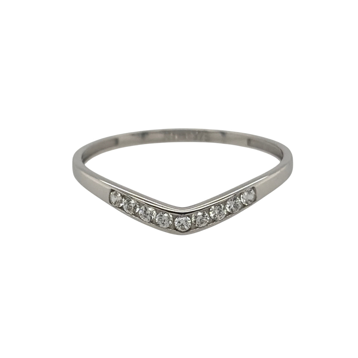 9ct White Gold & Cubic Zirconia Wishbone Ring