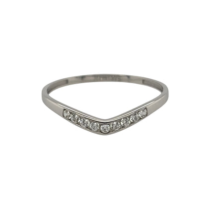 9ct White Gold & Cubic Zirconia Wishbone Ring