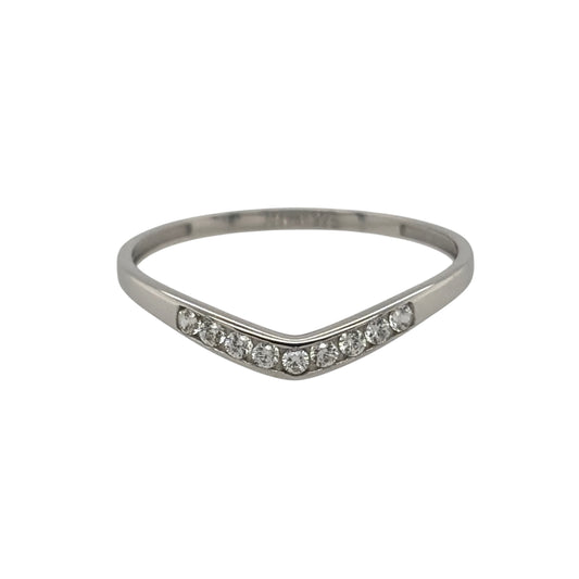 9ct White Gold & Cubic Zirconia Wishbone Ring