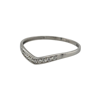 New 9ct White Gold &amp; Cubic Zirconia Wishbone Ring in various sizes with the approximate weight 0.50 grams. The band is approx 2mm wide at the front