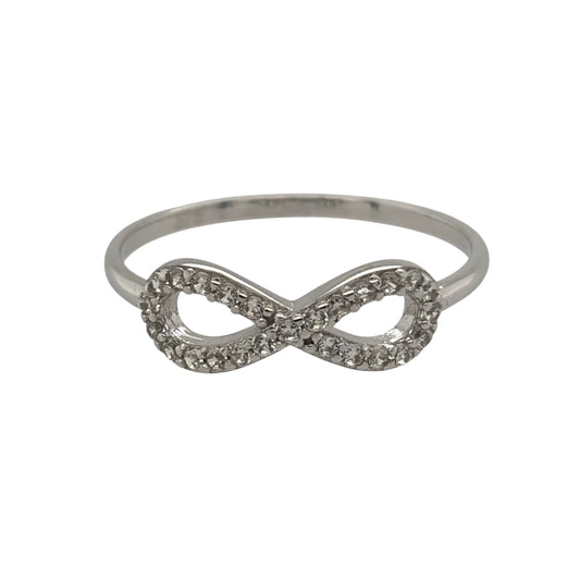 9ct White Gold & Cubic Zirconia Infinity Ring