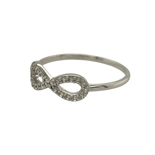9ct White Gold & Cubic Zirconia Infinity Ring