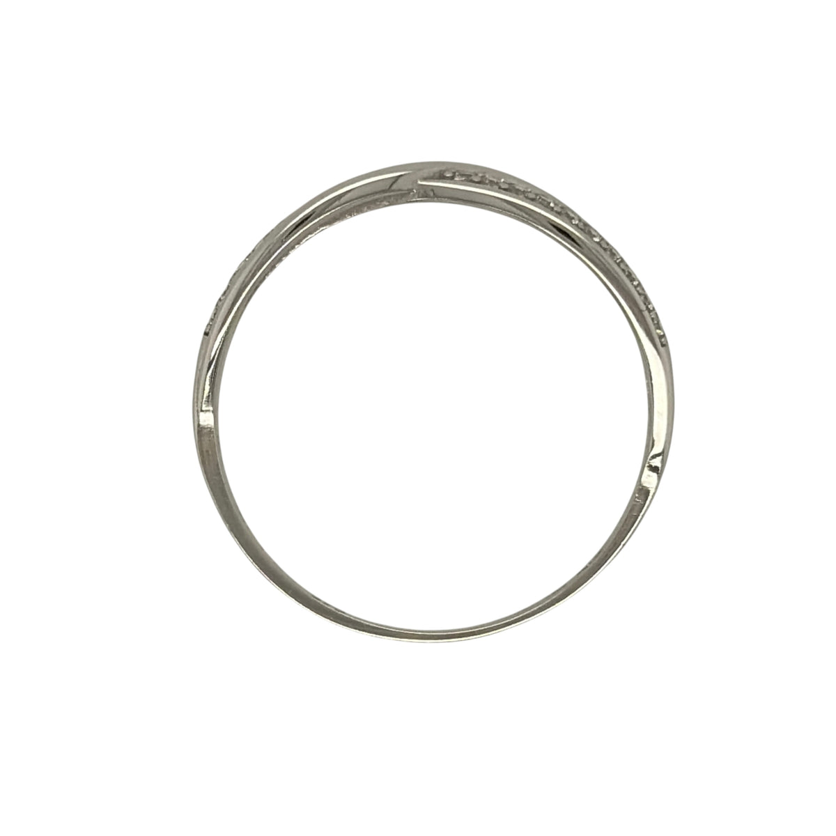 9ct White Gold & Cubic Zirconia Crossover Band Ring