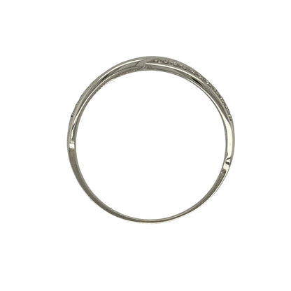 9ct White Gold & Cubic Zirconia Crossover Band Ring